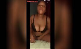 Chubby Naija Girl Fingers Her Pussy On Buzzcast Live Show