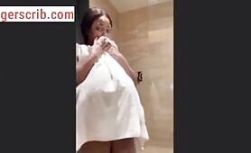 Meet This Ebony Lady With Gigantic Big Boobs As She Flaunts Them In The Shower