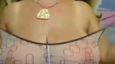 Sweet fat big nippled mature black tits striped on webcam