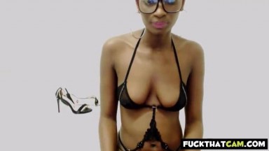Black South African Yoki Shows Off Her Tits on Webcam